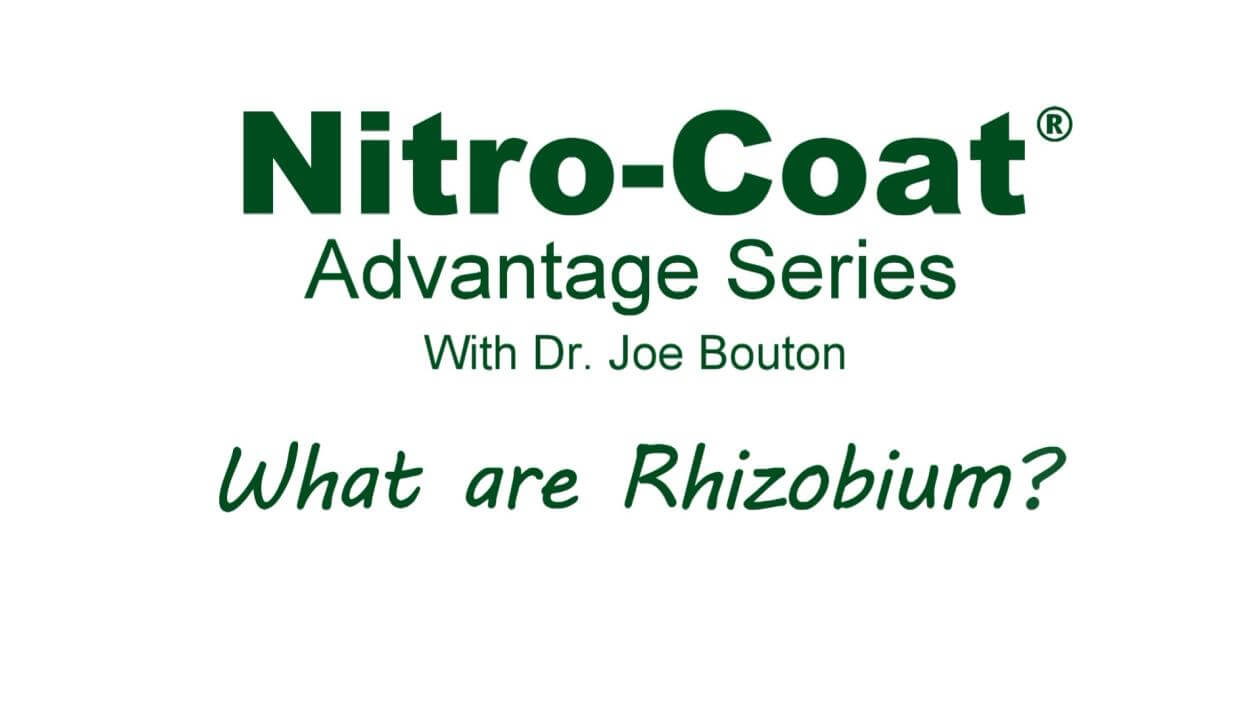 Title card for the Nitro-Coat Advantage Series - Part 1 with Dr. Joe Bouton discussing rhizobium.