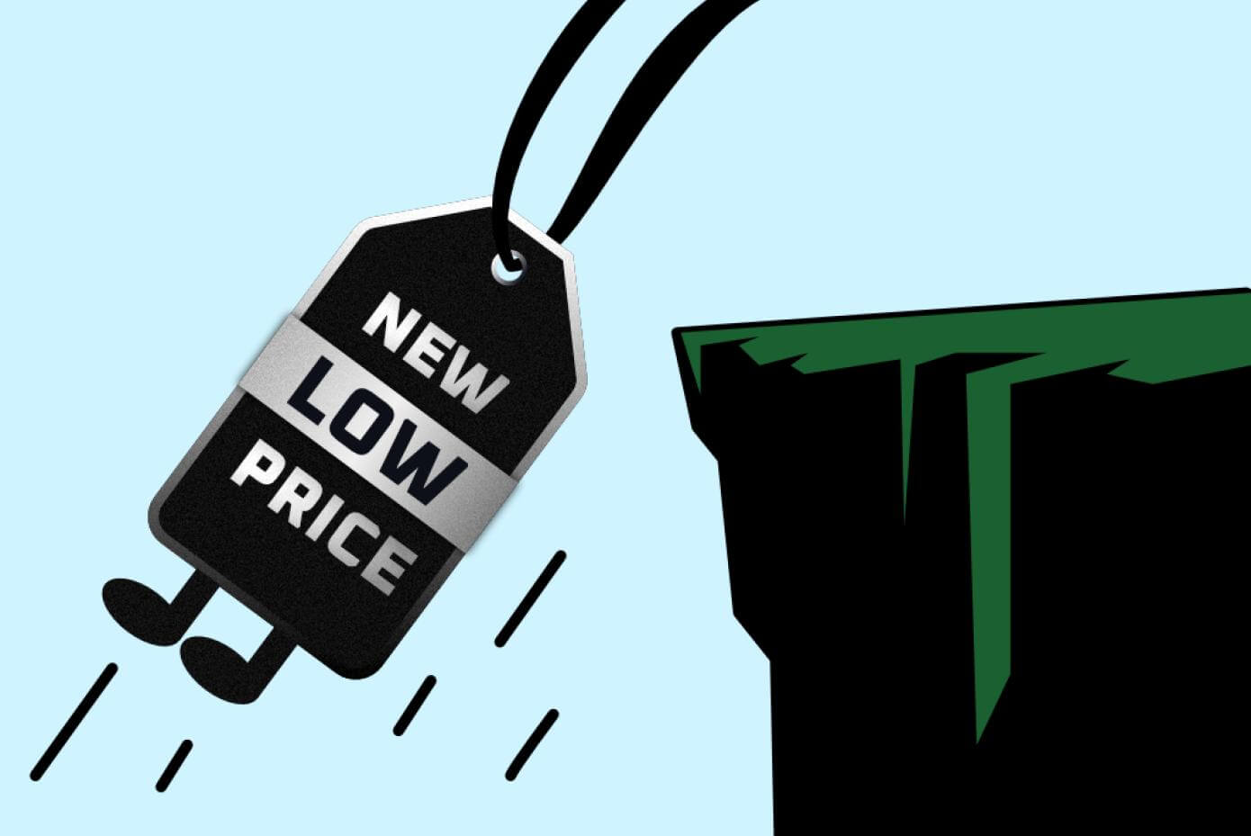 A price tag falling off a cliff